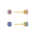 E0779 Fashion Crown Base Zirconia Stud Earrings Set Simple Two-tone Earrings