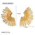 Sunflower Cubic Zirconia Stainless Steel Gold-Plated Earrings — alternate product view — jewelry finish and design detail