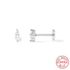 S925Sterling Silver Diamond-Encrusted Devil's Eye Flat Head Threaded Piercing Cartilage Earrings Snake Smiley Face Ear Bone Studs for Women