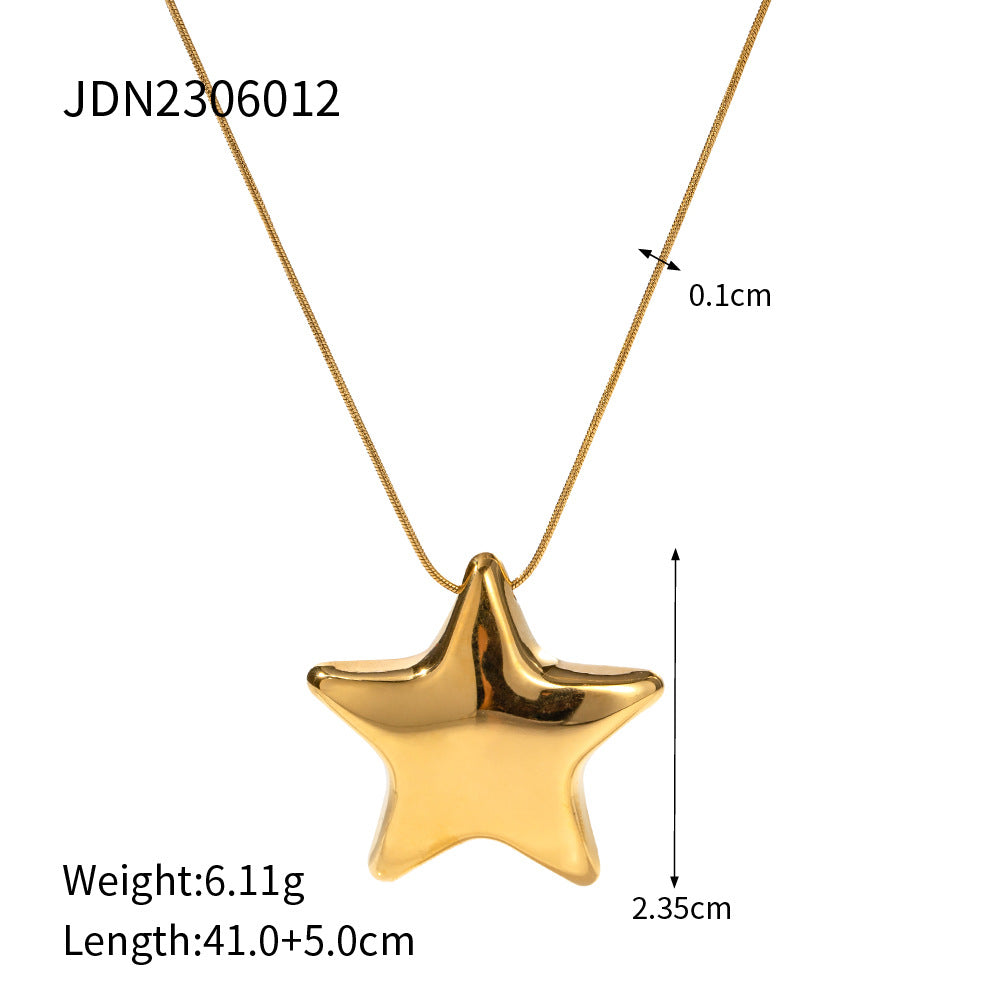 Five-pointed Star Jewelry Ring Non-fading Jewelry Necklace Stainless Steel Earrings