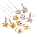 Five-pointed Star Jewelry Ring Non-fading Jewelry Necklace Stainless Steel Earrings