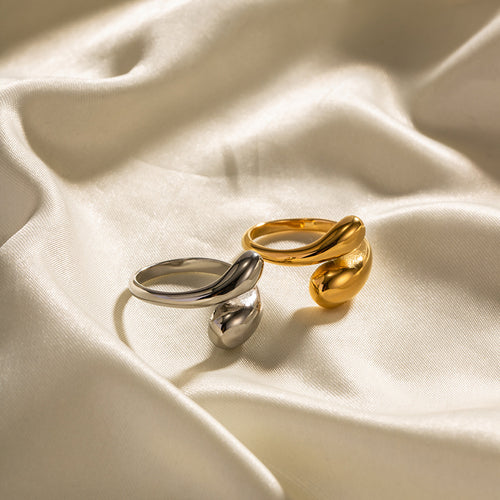 Cross Sculptural Stainless Steel Gold-Plated Open Ring — design detail