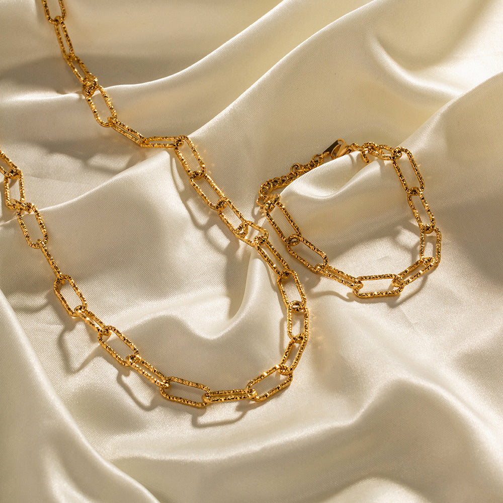 2H 18K Gold Stainless Steel Square Chain Bracelet Versatile Non-Fading Bracelet Jewelry