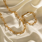 2H 18K Gold Stainless Steel Square Chain Bracelet Versatile Non-Fading Bracelet Jewelry