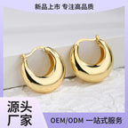 E0284 Fashionable Modern Arc-Shaped Brass Gold-Plated Earrings Simple Chubby C Women's Earrings
