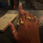 2H Jewelry Stainless Steel Exaggerated Ring Irregular Shape rings Female