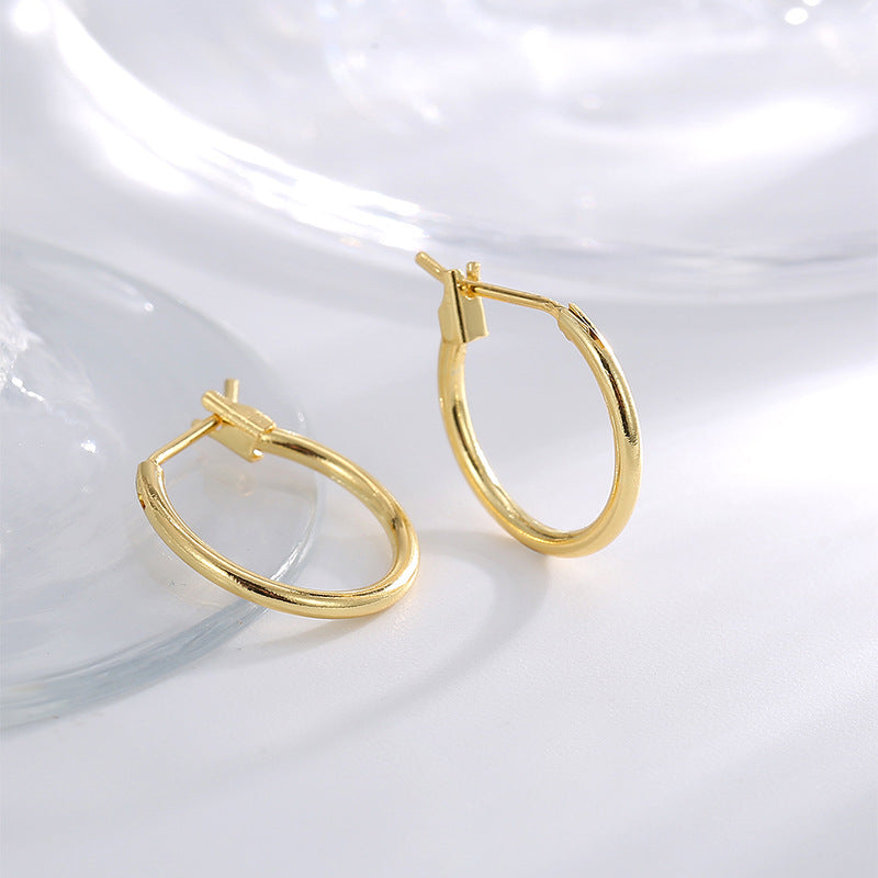 E0307 Simple Versatile Geometric Round Small Hoop Earrings for Women, Multiple Sizes, Gold-Plated Minimalist Ear Cuffs