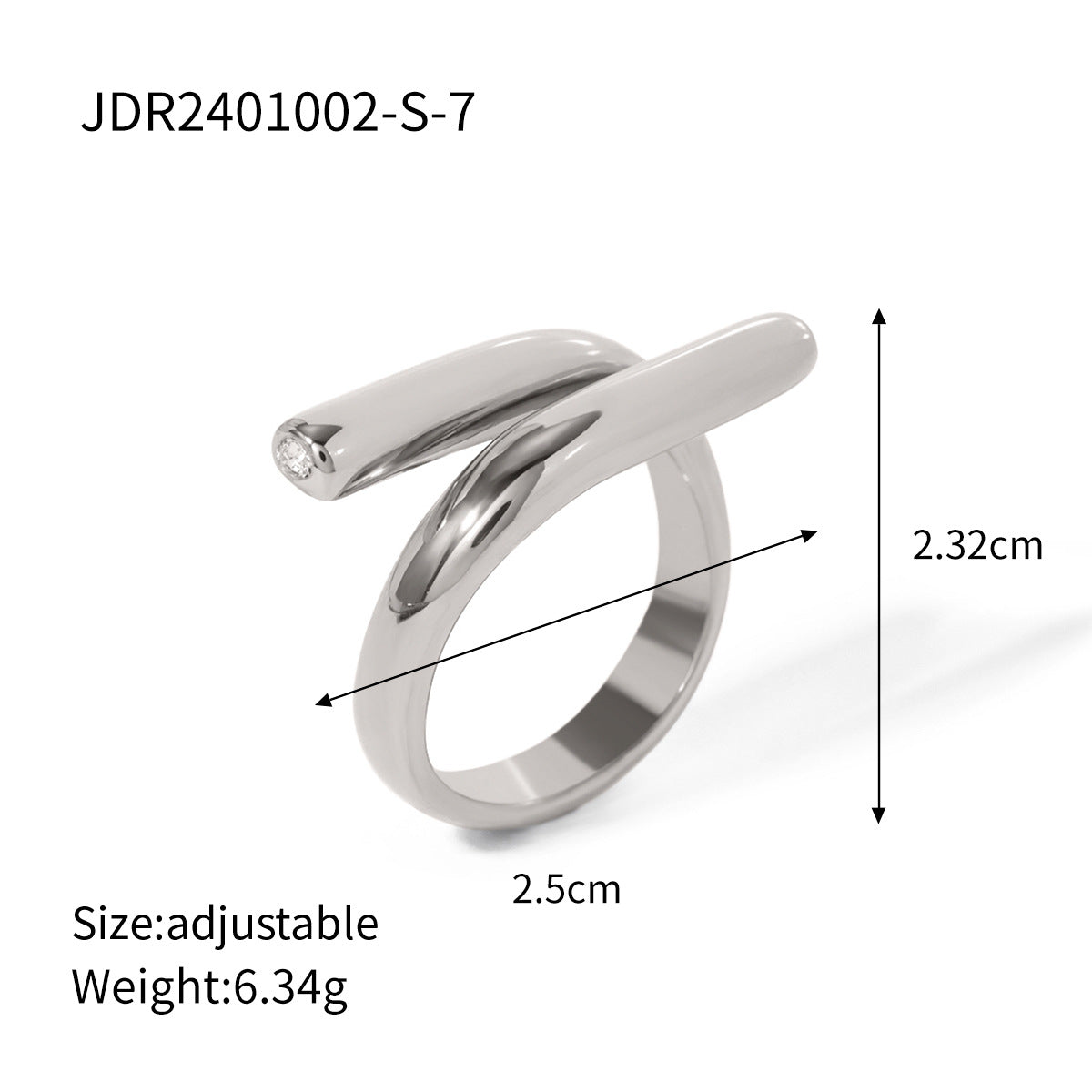 Stainless Steel Color Exaggerated Open Ring rings