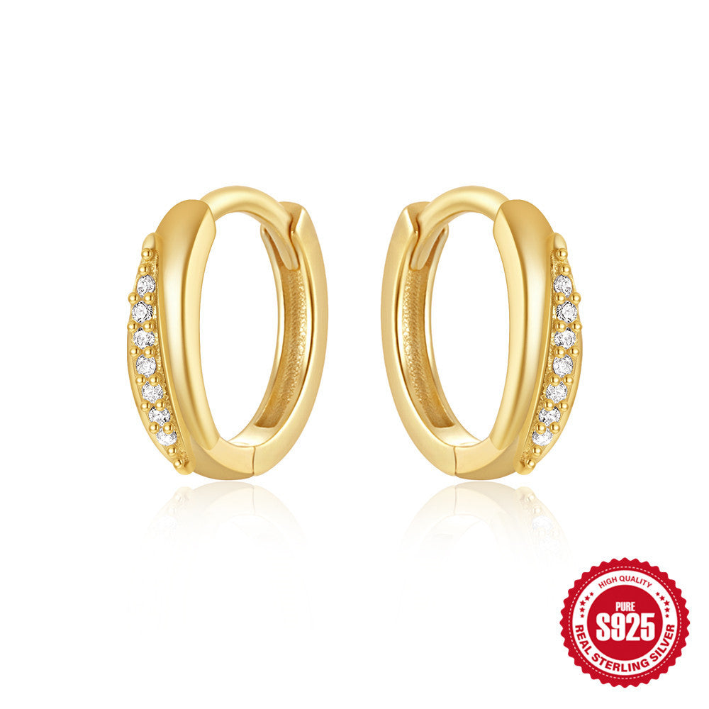 S925Sterling Silver Double Row Diamond Minimalist Fashion Hoop Earrings Hot Selling Classic High-end Earrings Jewelry