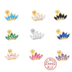 S925Pure Silver Single Crown Ear Bone Stud Earrings Bestselling Fashion Diamond-Studded Threaded Ear Piercing Women's Ear Jewelry