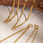 2H Trendy Retro Necklace for Women Simple Minimalist Style Multi-layer Chain Collarbone18k Gold Necklace