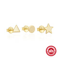 Geometric Star Moon Pearl 925 Sterling Silver Earring Set — wearable scale detail — jewelry finish and design detail