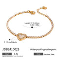 Gold-Plated Heart Cubic Zirconia Bangle Stainless Steel Bracelet — jewelry construction