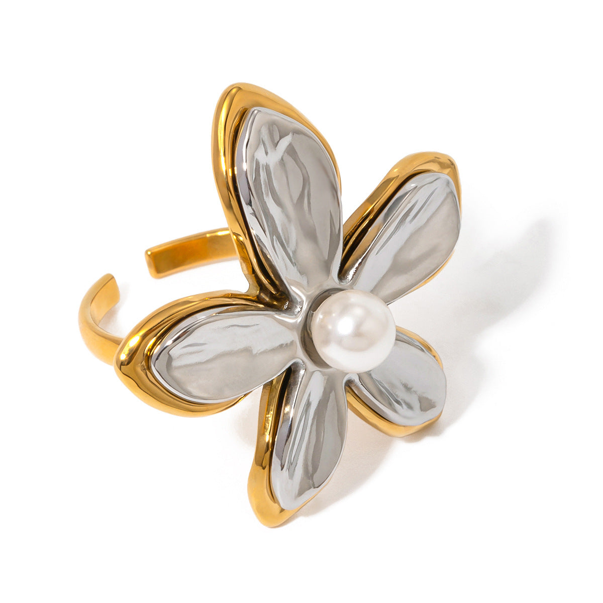 Stainless Steel Flower Ring Jewelry Exaggerated rings