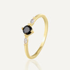 R0693 Simple Plain Band Ring for Women New Black Zircon Jewelry