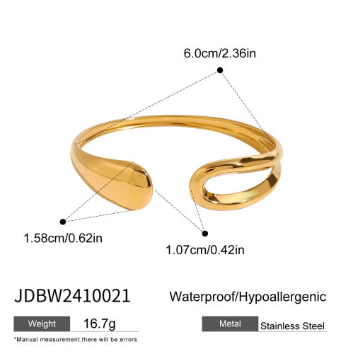 Stainless Steel gold Water Drop Bracelet Ring Open Adjustable rings