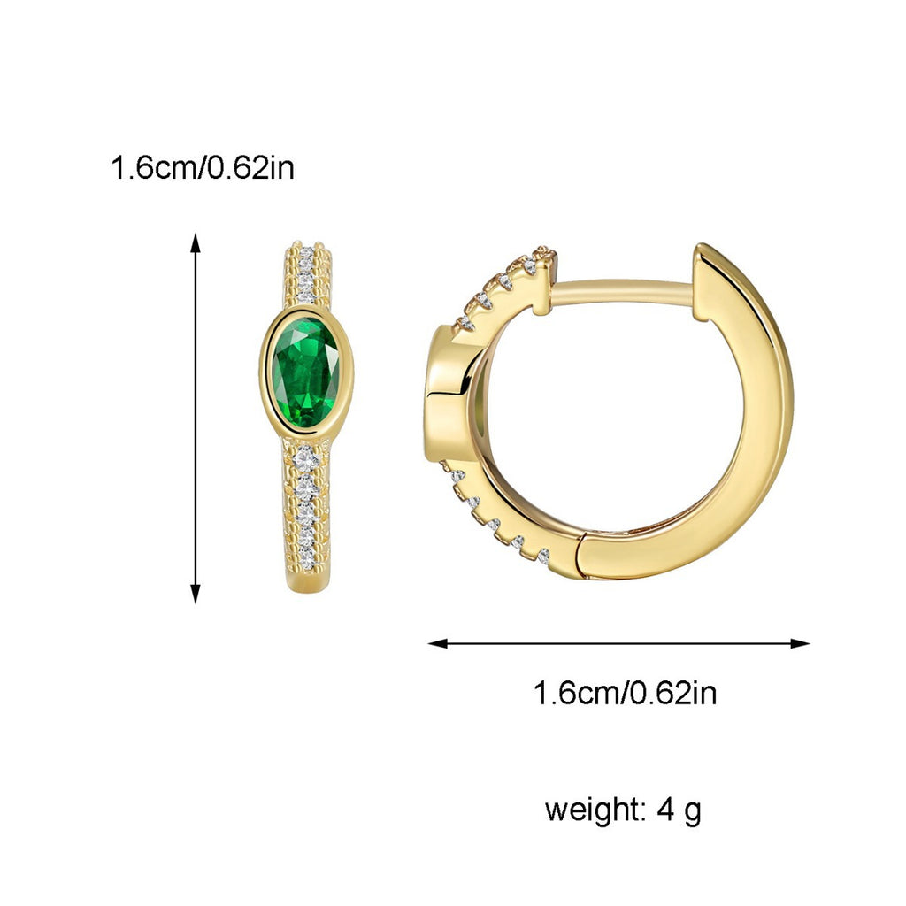 E0465 Round Single-Sided Trendy Circle Earrings for Women Simple Zircon Hoop Earrings