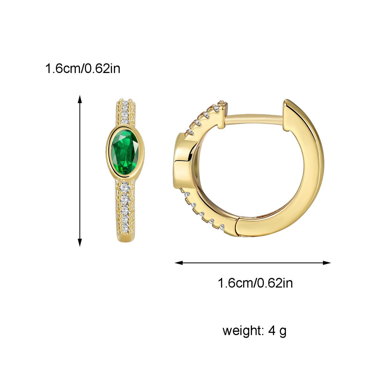 E0465 Round Single-Sided Trendy Circle Earrings for Women Simple Zircon Hoop Earrings