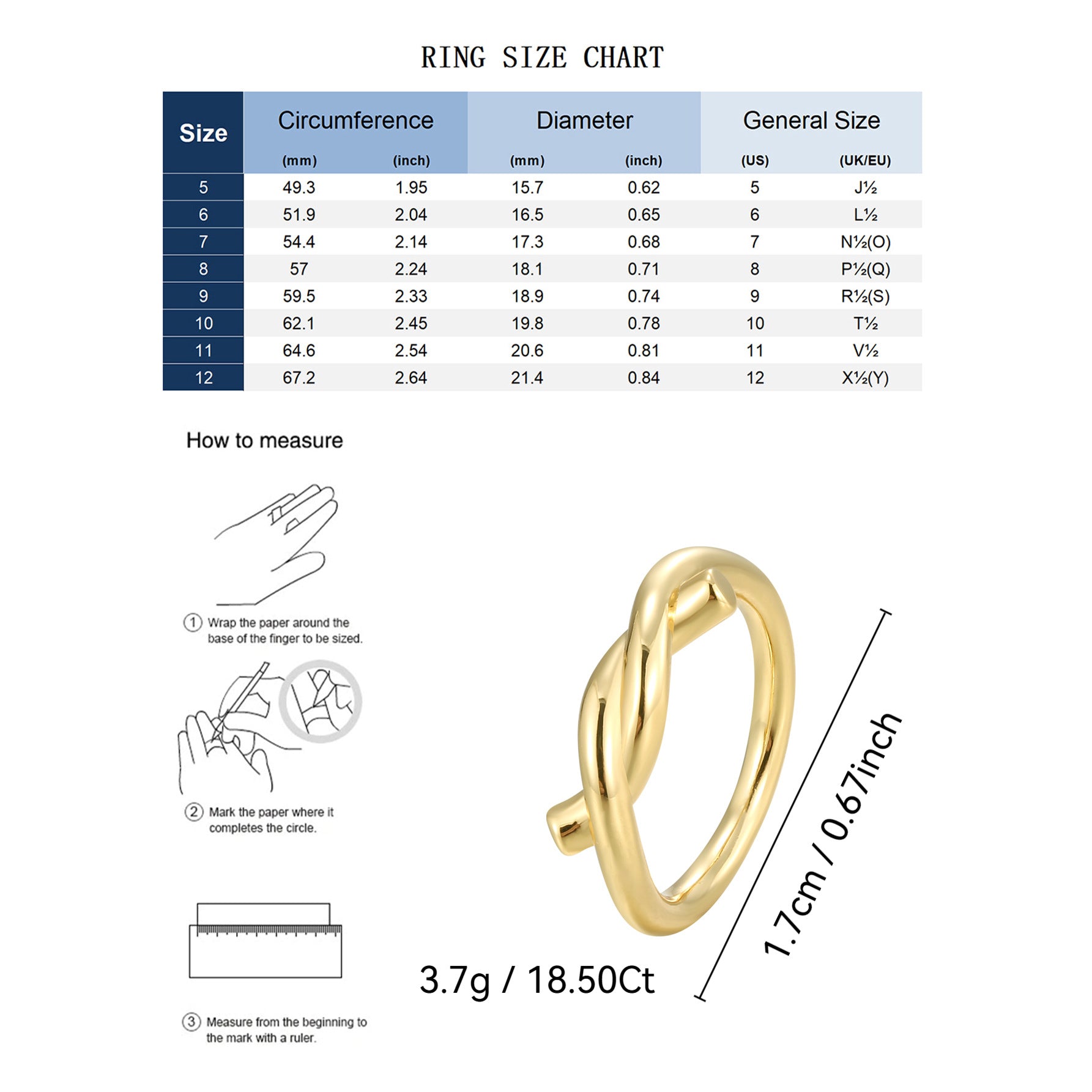 CYR0604 Minimalist Design Line Knot Ring Simple Braided