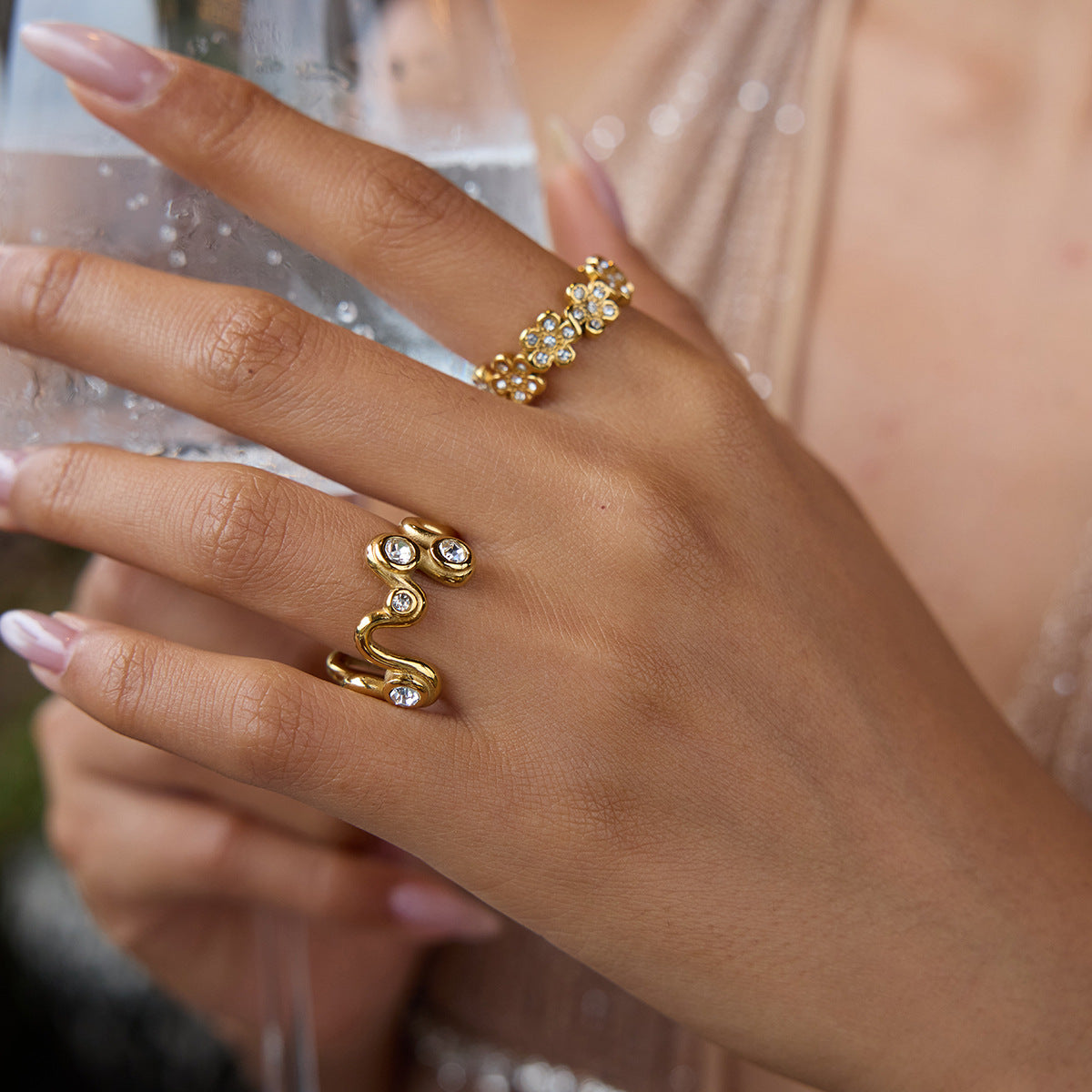 Zircon Ring Non-Fading Jewelry Stainless Steel Accessories rings