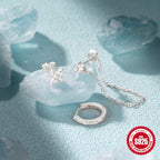 New925Sterling Silver Daily Matching Hoop Earrings with Diamond Inlay Chain Tassel Earrings Jewelry Set Hot Sale