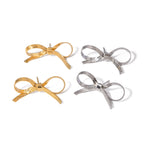 2H 18K Gold Stainless Steel Bow Earrings for Women Fashion Simple Snake Bone Chain Small Stud Earrings