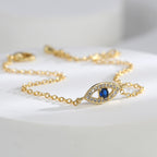 2HB0166 Unique Trendy Design Demon Eye Genderless Tassel Chain Cool Style Blue Zircon Bracelet