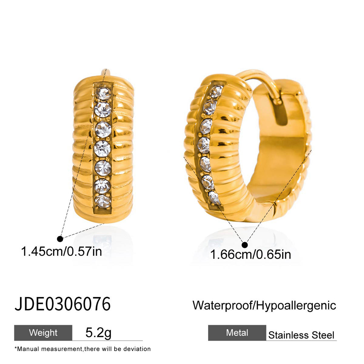 2H Tassel Zircon Ear Clip Earrings Non-Fading Ear Jewelry Stainless Steel Accessories for Women