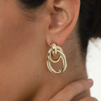 2H New18k Gold Stainless Steel/Simple Retro Wrapped Earrings Fashion Simple Hollow Earrings