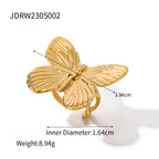 Stainless Steel Zircon Four-leaf Clover Ring Non-Fading Women's Design Jewelry