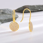 SE0027 S925Silver plating14K Gold round zirconia-studded ear hooks for women