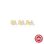 S925Sterling Silver Triangle Petal Flat Bottom Piercing Threaded Ear Bone Stud New Multi-size Earrings