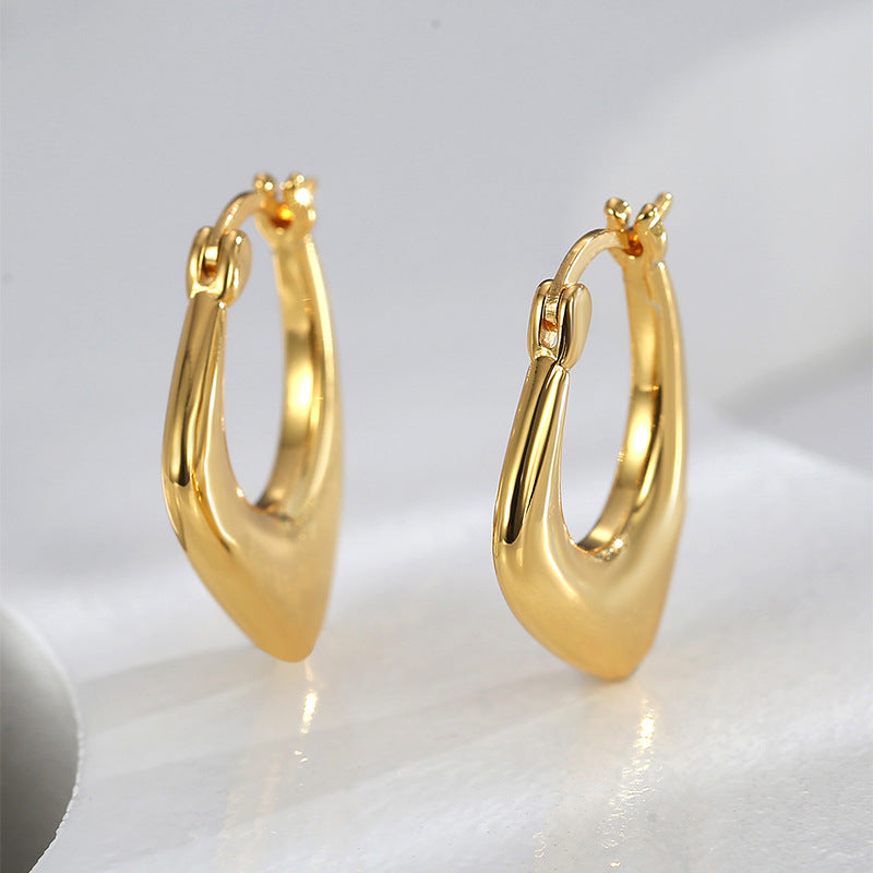 E0580 Vintage Irregular Minimalist Earrings for Women Brass Gold-Plated Geometric Curve Ear Clips