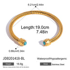 2H Natural Stone Bracelet for Women, Non-Fading Open Bangle, Stainless Steel Jewelry