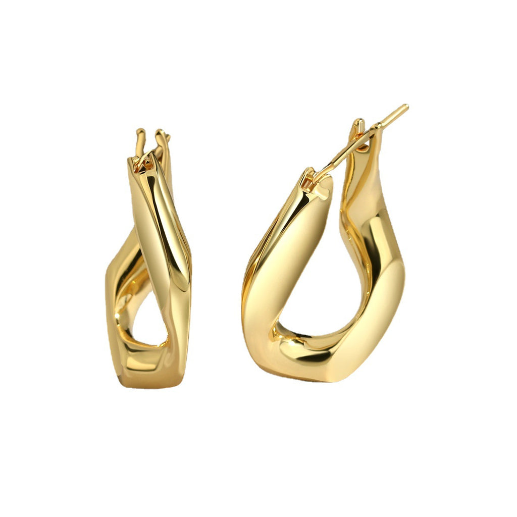 E0340 Minimalist Geometric Egg-shaped Earrings Minimalist Personality Metal Cyberpunk Earrings Accessories