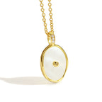 Fashion Necklace Geometric Simple Oval Inlaid Diamond Shell Pendant Collarbone Chain In Stock