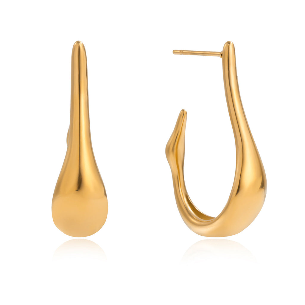 2H Stainless Steel U Shape C Hoop Earrings Stud Earrings Non-Fading Jewelry Ear Accessories