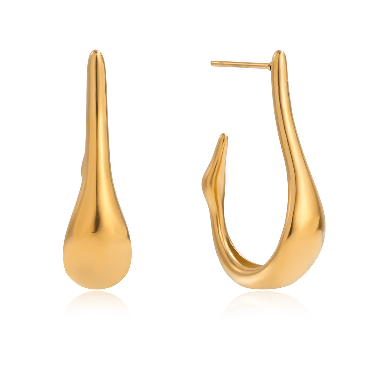 2H Stainless Steel U Shape C Hoop Earrings Stud Earrings Non-Fading Jewelry Ear Accessories