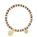 Gold-Plated Brass Beaded Tiger Eye Bracelet with Stone Detail styled for independent jewelry boutiques