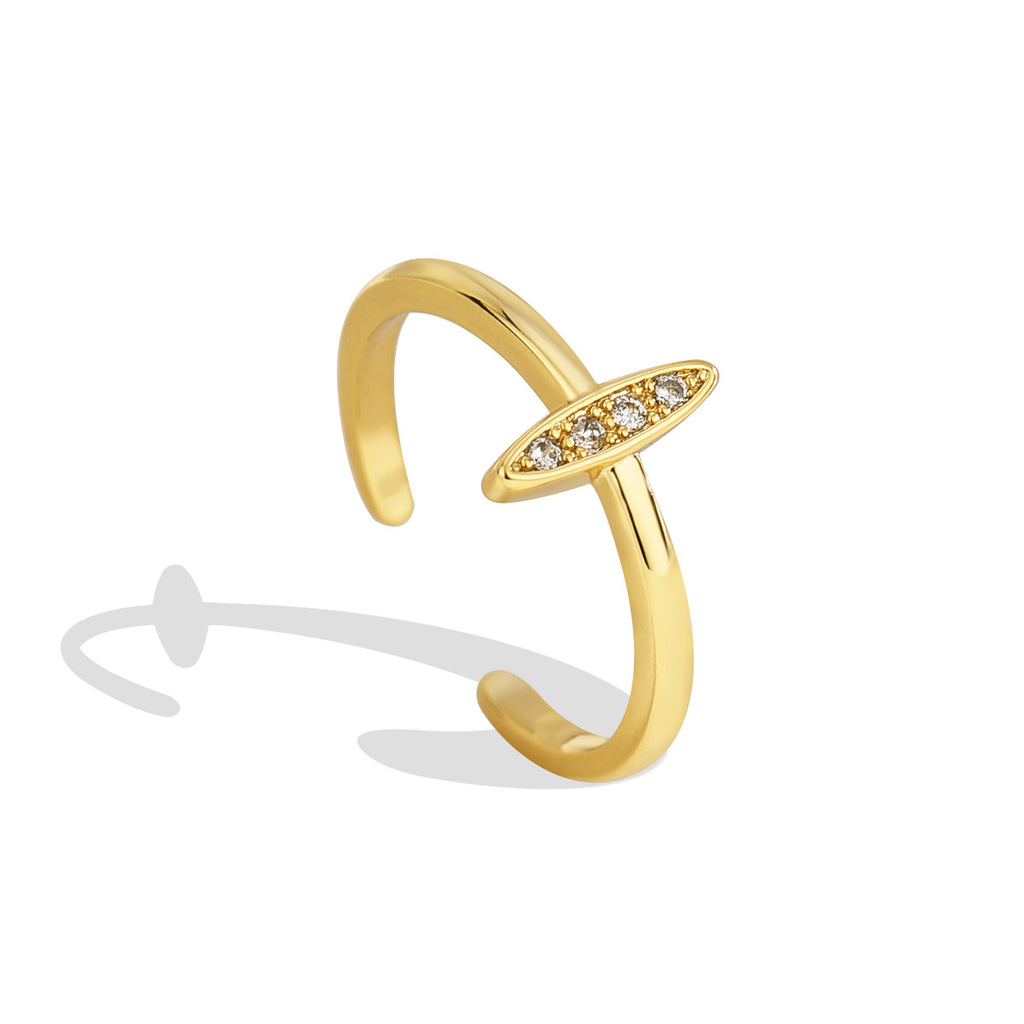 R0200 Ornament Cross Ring Slim Geometric Women's Ring Adjustable Open Simple Design