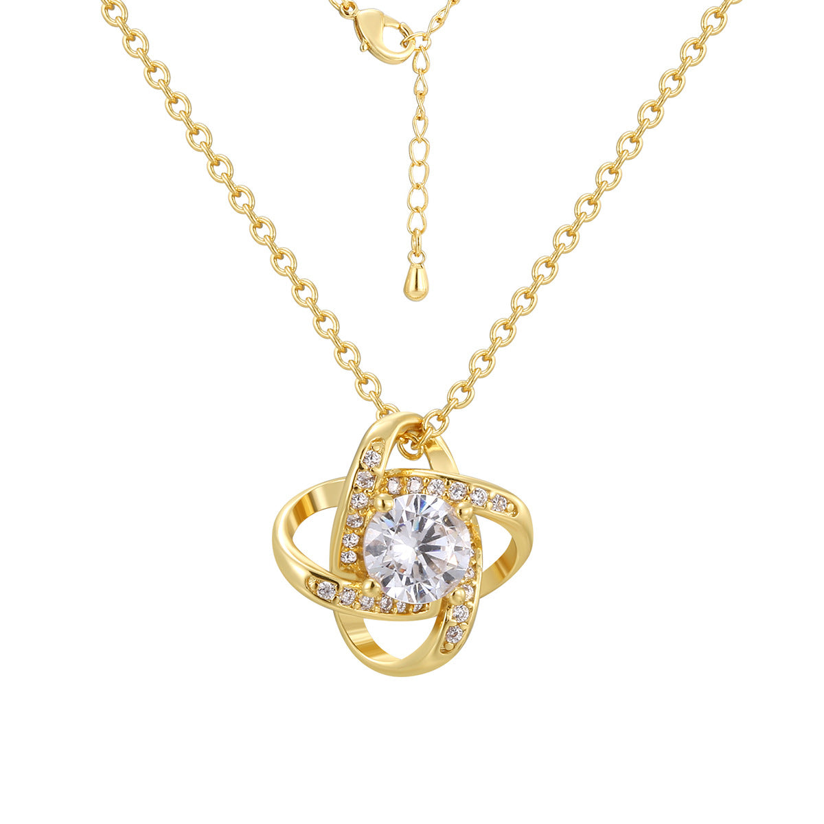 CYN0229 Eternal Heart Copper Necklace for Women with Design Sense Lucky Four-Leaf Clover Necklace