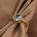 R0339 French New Style Exquisite Fashion Ring for Women, Copper Plated with Real Gold, Oval Zircon