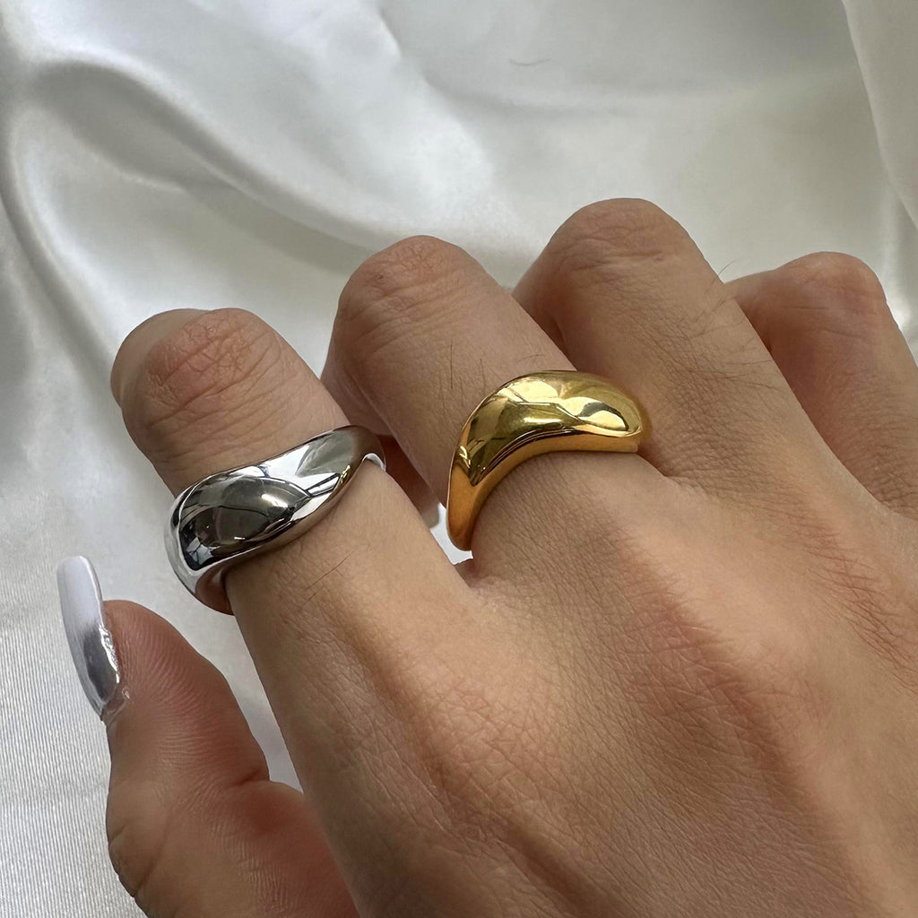 Exaggerated Stainless Steel Ring18k Goldware ring