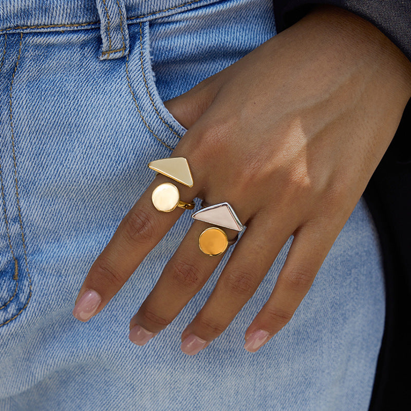 2H Geometric Ring Non-Fading Jewelry Stainless Steel Ring for Women