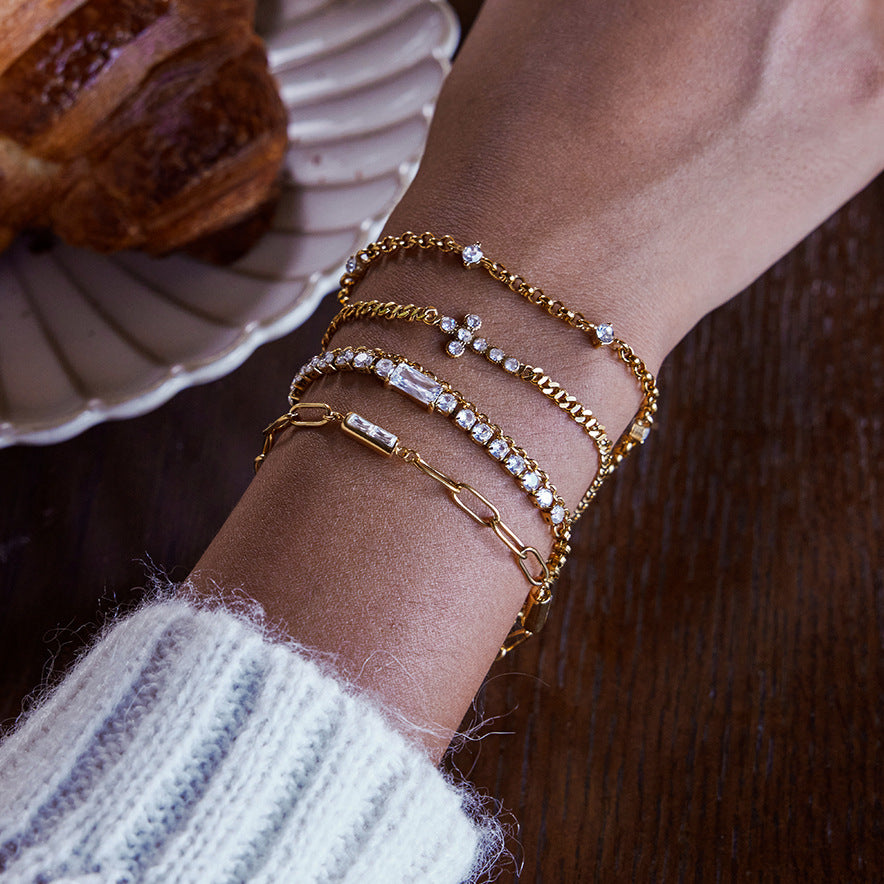 Zircon Bracelet Stainless Steel Jewelry Girls Jewelry