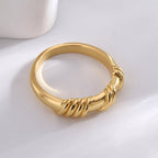 Gold-Plated Brass Knot Ring with Minimalist Detail in a gold-tone brass finish