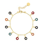 B0161 Fashion Colorful Circle Resin Bracelet for Women Brass Gold Plated Bohemian Style