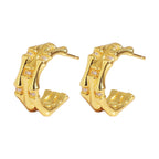 E0850 Bamboo Zircon Earrings Fashionable Elegant Retro Multi-layer Half-round C Shaped Ear Studs