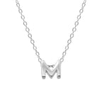 Sterling Silver 26 Letter Pendant Necklace Polished Collarbone Chain