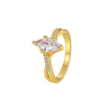 Gold-Plated Heart Zircon Statement Ring — surface finish detail
